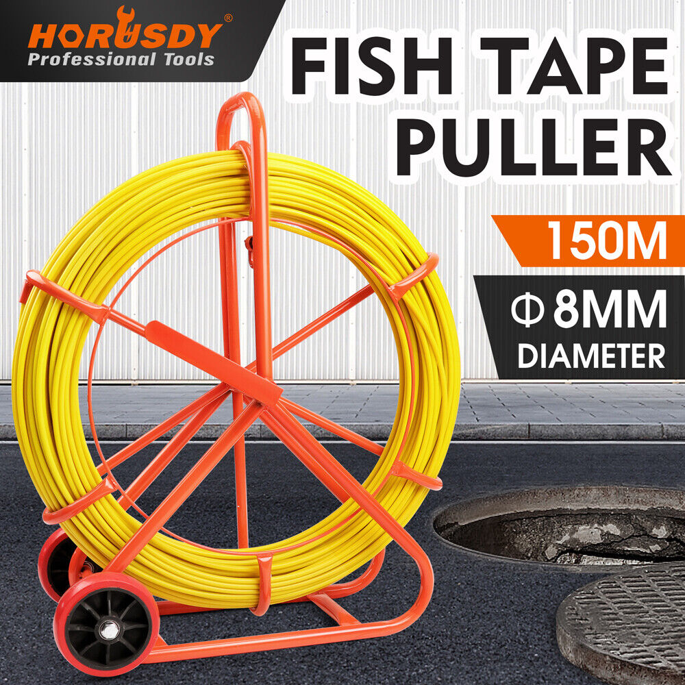 Fiberglass Fish Tape Puller | 150M x 8MM | Wire Cable Running Duct Rodder | Heavy Duty