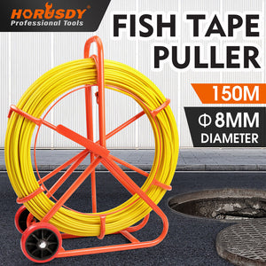 Fiberglass Fish Tape Puller | 150M x 8MM | Wire Cable Running Duct Rodder | Heavy Duty