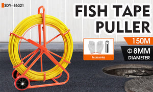 Fiberglass Fish Tape Puller | 150M x 8MM | Wire Cable Running Duct Rodder | Heavy Duty