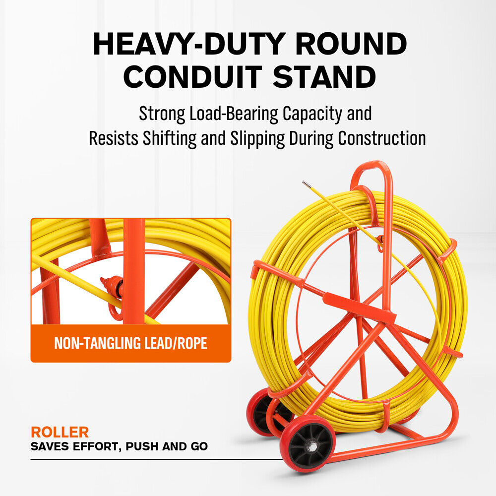 Fiberglass Fish Tape Puller | 150M x 8MM | Wire Cable Running Duct Rodder | Heavy Duty