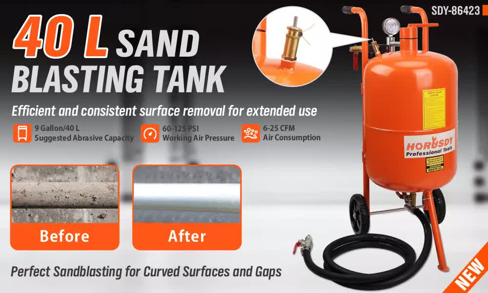 Portable Sandblasting Tank | 40L Grit Blaster | Abrasive Gun for Cars & Trucks