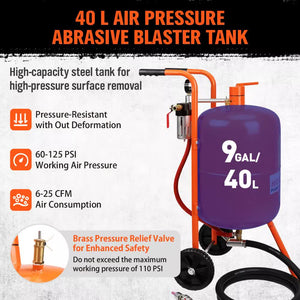 Portable Sandblasting Tank | 40L Grit Blaster | Abrasive Gun for Cars & Trucks