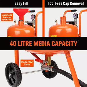 Portable Sandblasting Tank | 40L Grit Blaster | Abrasive Gun for Cars & Trucks