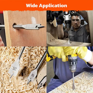 6-Piece Flat Wood Boring Spade Drill Bit Set | 10-25mm | 1/4" Shank