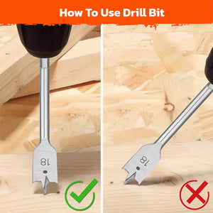 6-Piece Flat Wood Boring Spade Drill Bit Set | 10-25mm | 1/4" Shank