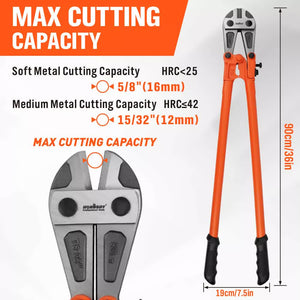 36-Inch Super Long Bolt Cutter | Lock Cutter with Rubber Grip for Cables, Chains & Wires