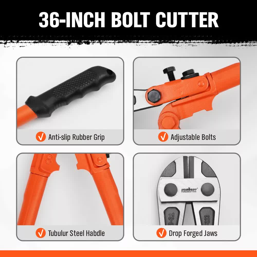 36-Inch Super Long Bolt Cutter | Lock Cutter with Rubber Grip for Cables, Chains & Wires