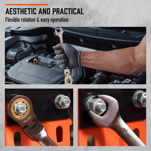 HORUSDY 18-Piece Flexi-Head Ratchet Spanner Set | Metric 6-30mm | Nickel Plated