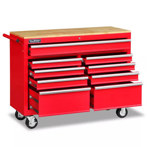 9-Drawer Tool Box Chest Cabinet | Trolley Box for Garage Storage | Red | 1000lbs Capacity