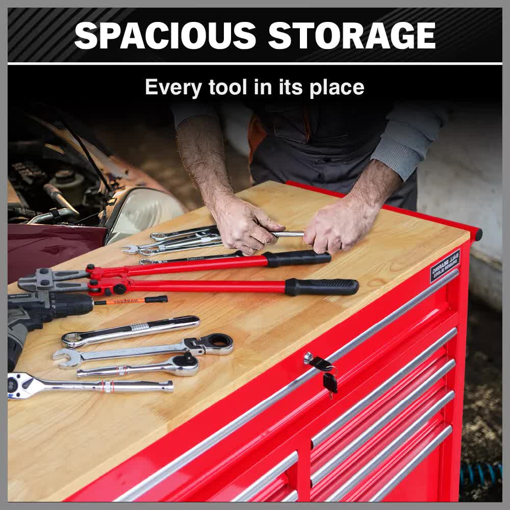 9-Drawer Tool Box Chest Cabinet | Trolley Box for Garage Storage | Red | 1000lbs Capacity