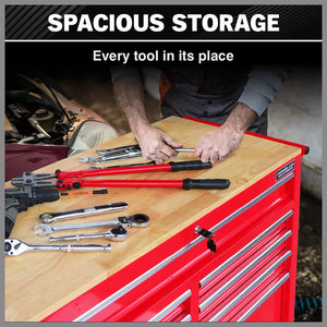 9-Drawer Tool Box Chest Cabinet | Trolley Box for Garage Storage | Red | 1000lbs Capacity