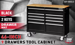 HORUSDY 9-Drawer Tool Box Chest Cabinet | Trolley Box for Garage Storage | Black