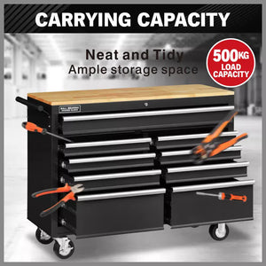 HORUSDY 9-Drawer Tool Box Chest Cabinet | Trolley Box for Garage Storage | Black