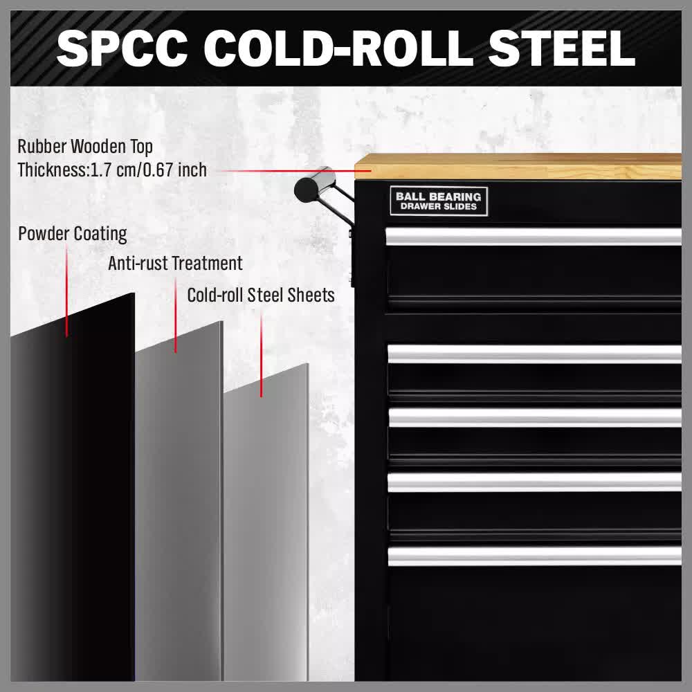 HORUSDY 9-Drawer Tool Box Chest Cabinet | Trolley Box for Garage Storage | Black