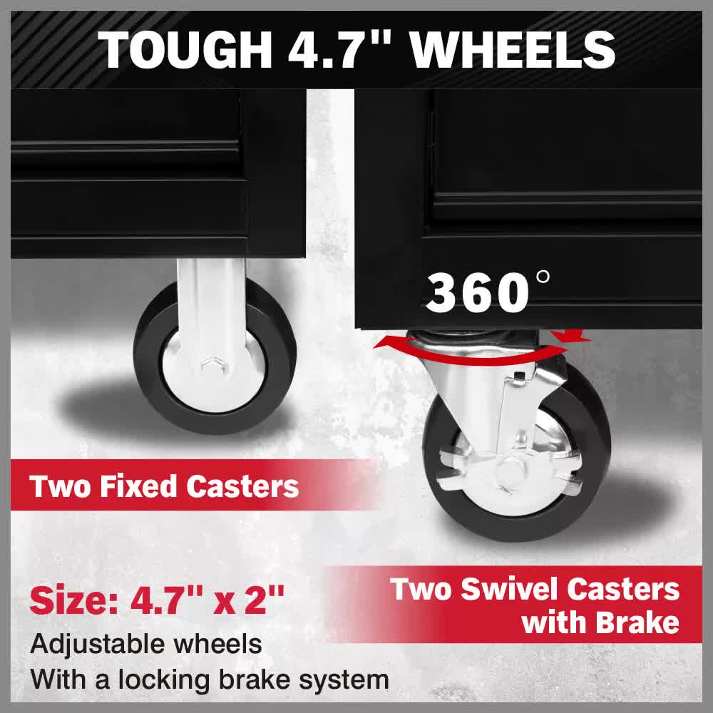 HORUSDY 9-Drawer Tool Box Chest Cabinet | Trolley Box for Garage Storage | Black