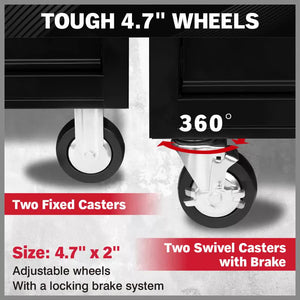 HORUSDY 9-Drawer Tool Box Chest Cabinet | Trolley Box for Garage Storage | Black