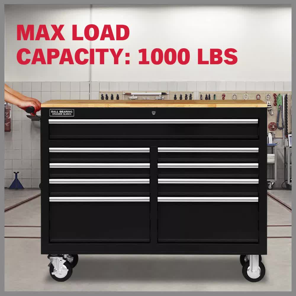 HORUSDY 9-Drawer Tool Box Chest Cabinet | Trolley Box for Garage Storage | Black