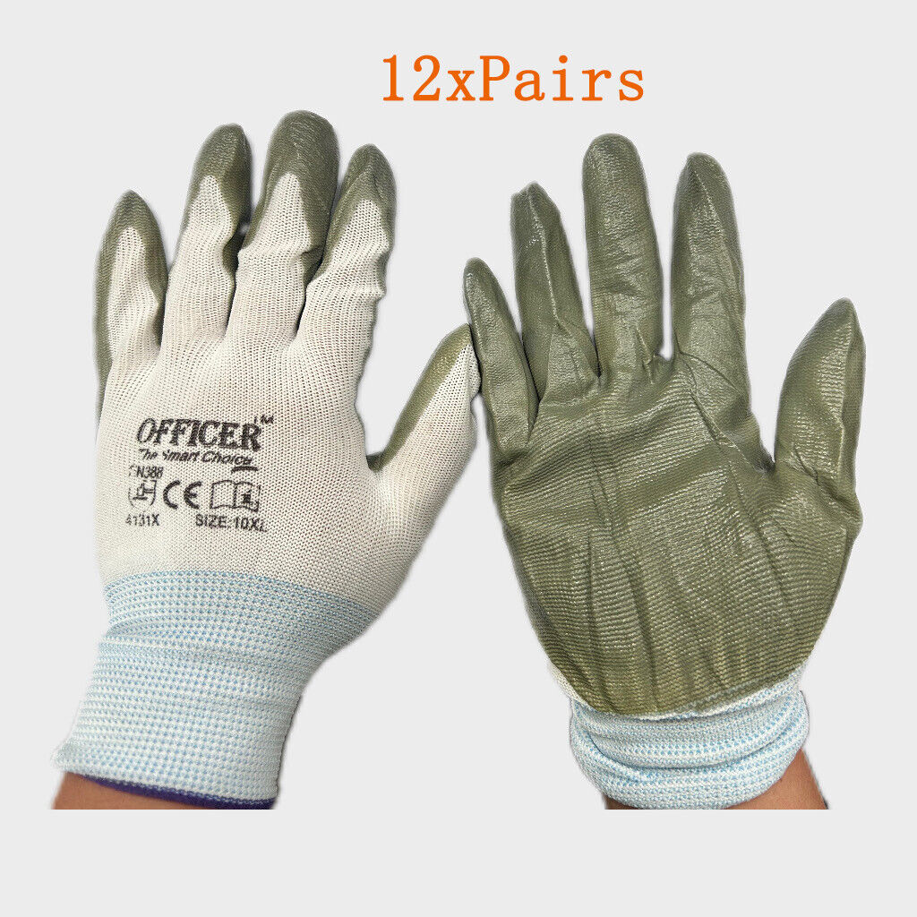 12 Pairs Cotton Gloves | Work Safety Gloves | Thick Heavy Seamless | Heavy Duty Warehouse