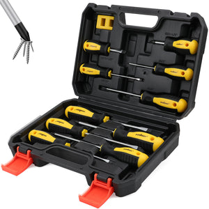 Magnetic Screwdriver Set | 11-Piece | Flat Head | Magnetizer & Demagnetizer | Storage Case Included