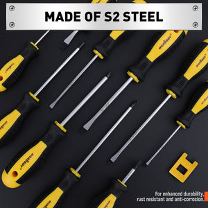 Magnetic Screwdriver Set | 11-Piece | Flat Head | Magnetizer & Demagnetizer | Storage Case Included