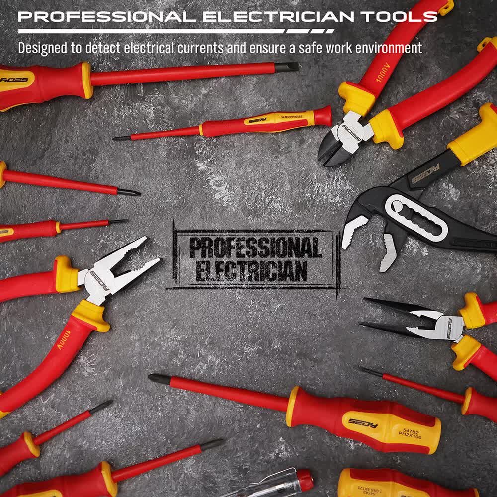 Magnetic Insulated Screwdriver & Pliers Set | 1000V Electrical Tool Hose Pinch Box