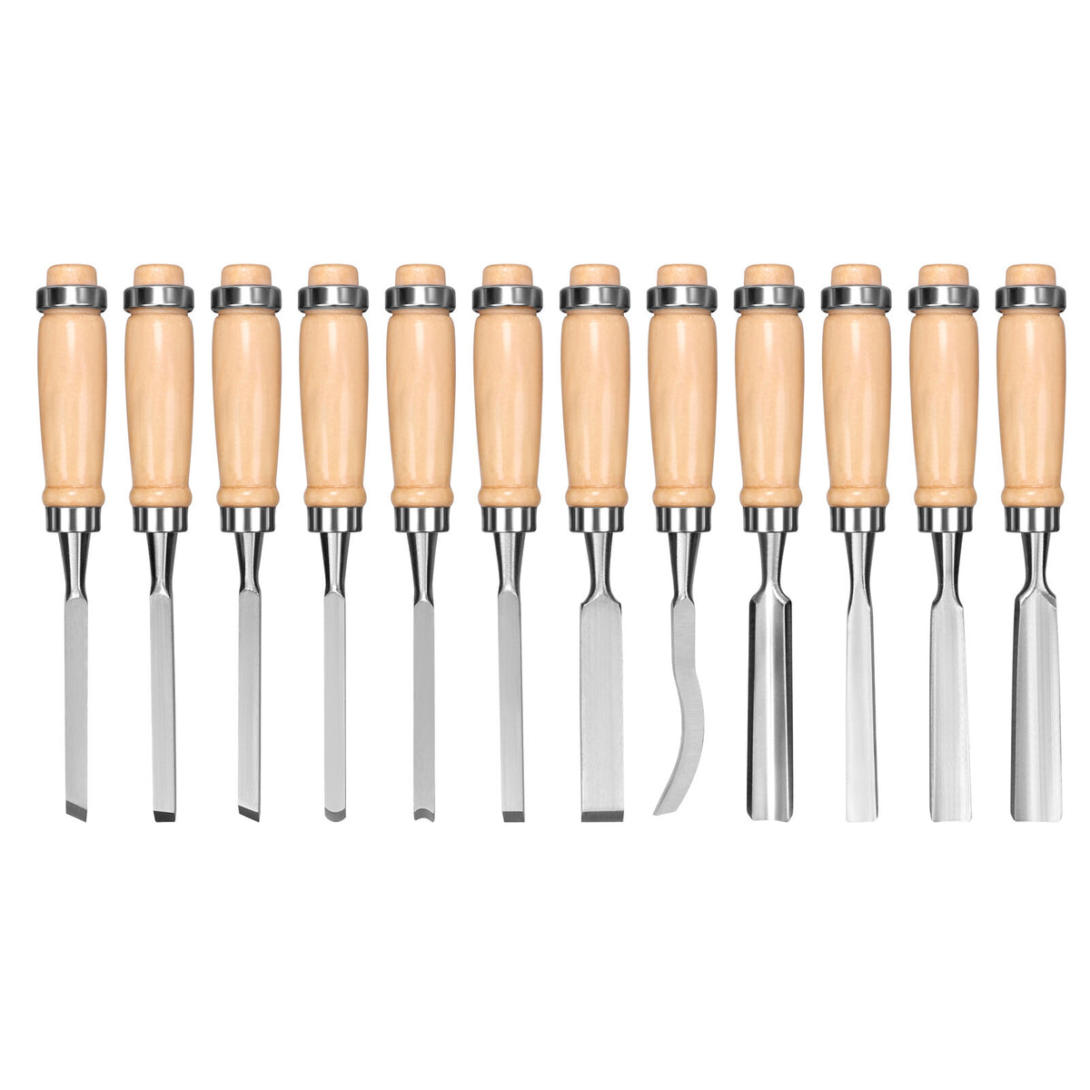 Wood Carving Chisel Set | 12-Piece | High Carbon Steel with Rolling Pouch