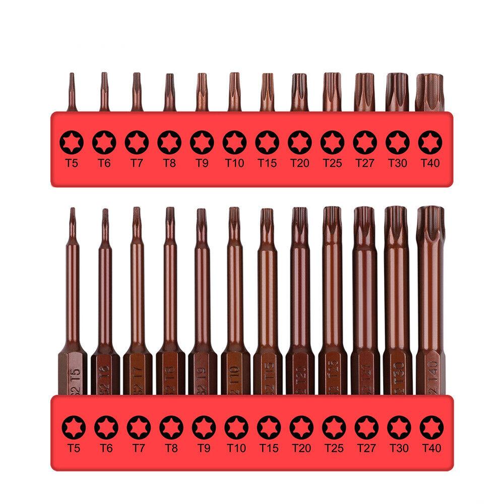 Torx Bit Set | 24-Piece | Star Head Screwdriver Bit | Long Security Tamper-Proof T5-T40