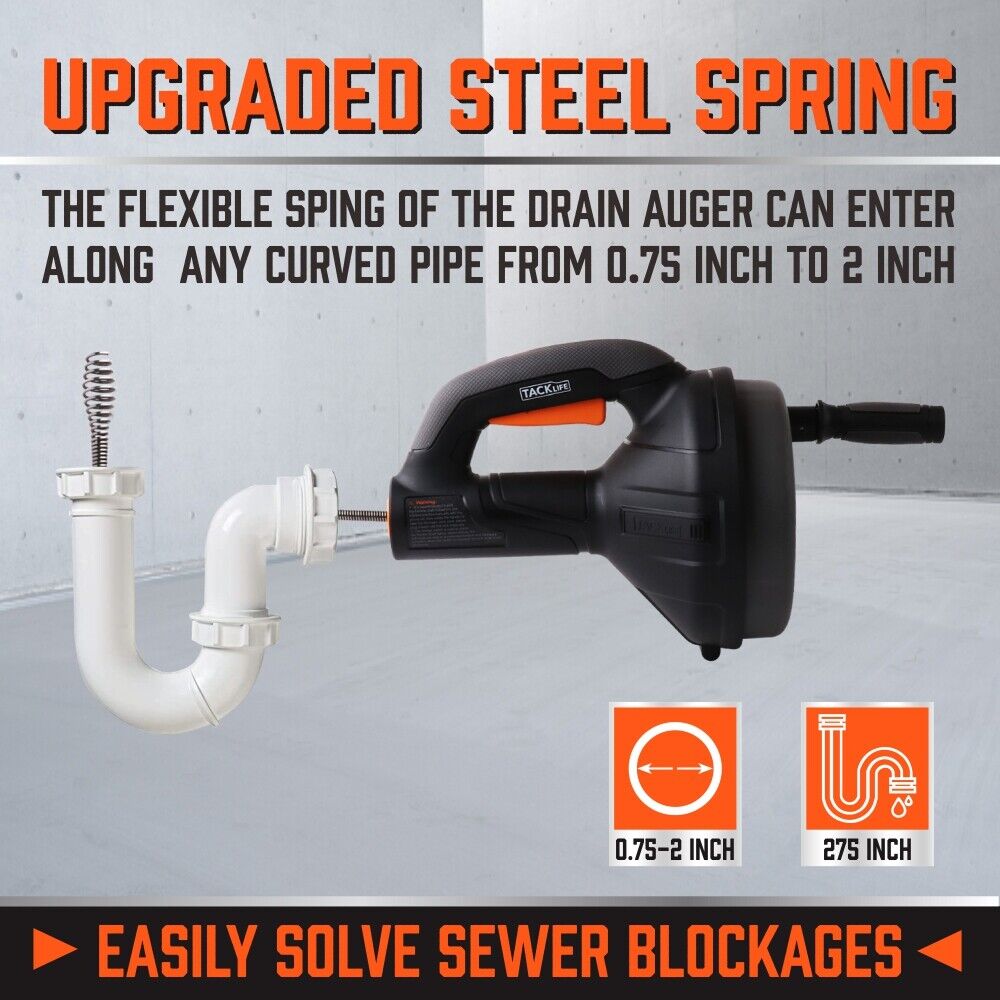 Drain Auger Cleaner | Pipe Unblocker | Sewage Plumbing Tool for Drain Cleaning