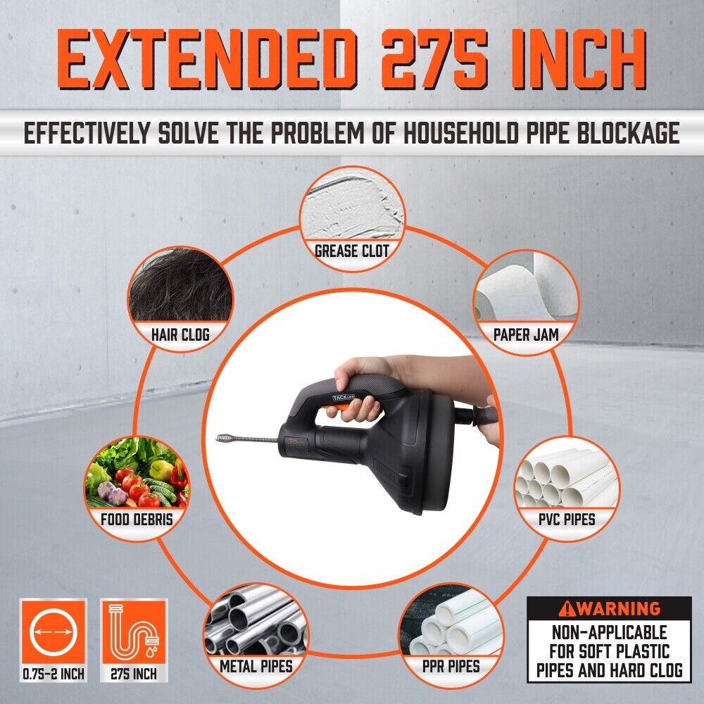 Drain Auger Cleaner | Pipe Unblocker | Sewage Plumbing Tool for Drain Cleaning