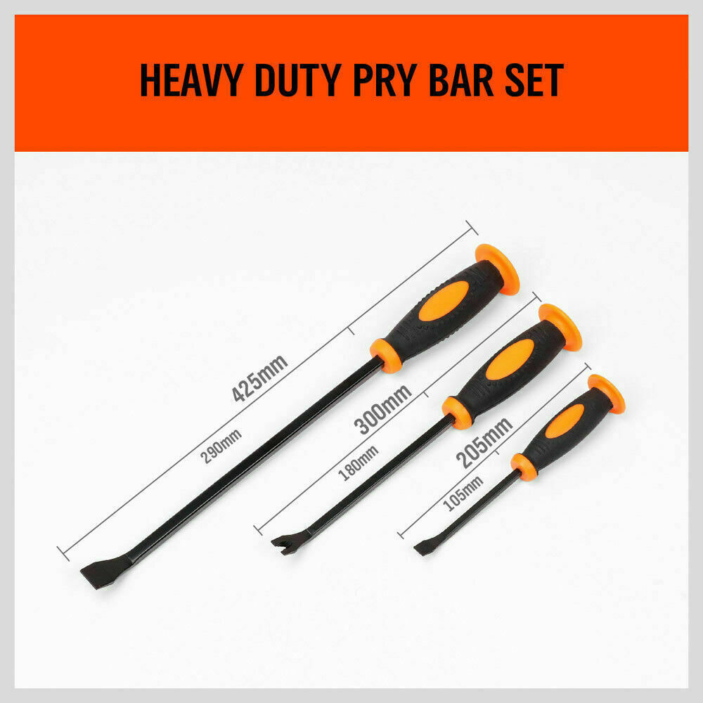 Impact Pry Bar Set | 3-Piece | Crowbars, Nail Puller, Hammer Head Mechanic Tools