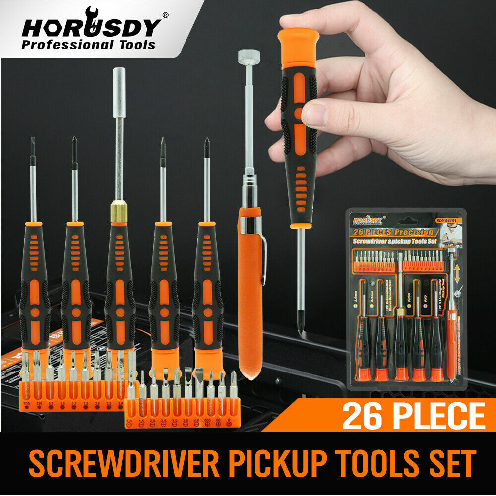 Precision Screwdriver Set | 26-Piece | Magnetic Pickup | Hex Torx Phillips Flat Bits | DIY Repair Kit