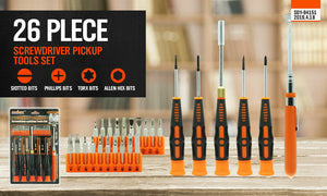 Precision Screwdriver Set | 26-Piece | Magnetic Pickup | Hex Torx Phillips Flat Bits | DIY Repair Kit