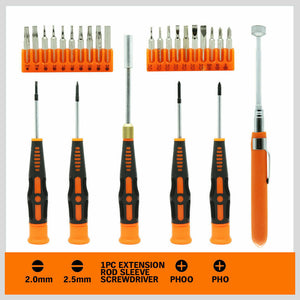 Precision Screwdriver Set | 26-Piece | Magnetic Pickup | Hex Torx Phillips Flat Bits | DIY Repair Kit