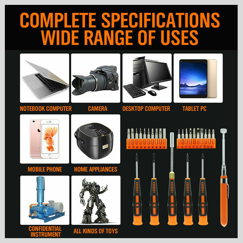 Precision Screwdriver Set | 26-Piece | Magnetic Pickup | Hex Torx Phillips Flat Bits | DIY Repair Kit
