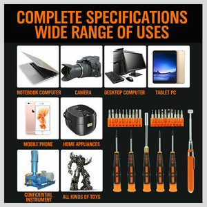 Precision Screwdriver Set | 26-Piece | Magnetic Pickup | Hex Torx Phillips Flat Bits | DIY Repair Kit