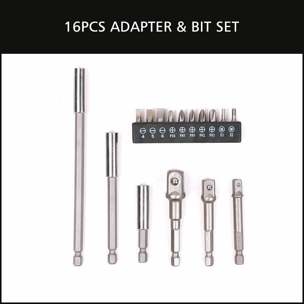 Socket Bit Adaptor Set | 16-Piece | Power Drill Nut Driver Extension | Screwdriver Bits