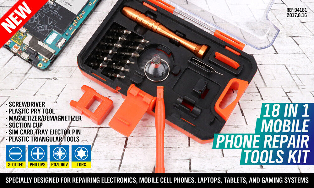 HORUSDY Mobile Phone Repair Kit | 18-in-1 | Pry Opening Tool & Screwdrivers Set