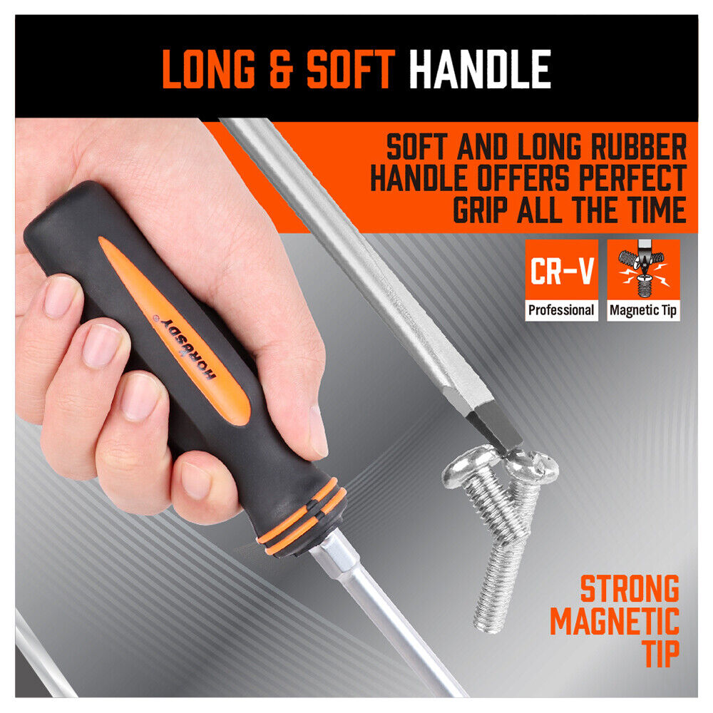 HORUSDY Magnetic Screwdriver Set | 10-Piece | Phillips & Slotted | Magnetizer Holder | AU Stock