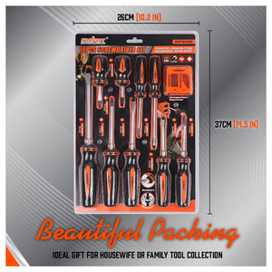 HORUSDY Magnetic Screwdriver Set | 10-Piece | Phillips & Slotted | Magnetizer Holder | AU Stock