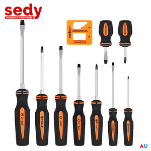 Magnetic Screwdriver Set | 10-Piece | Phillips & Slotted | Magnetizer | Non-Slip Handle | Hand Tool