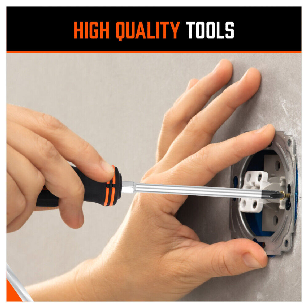 Magnetic Screwdriver Set | 10-Piece | Phillips & Slotted | Magnetizer | Non-Slip Handle | Hand Tool
