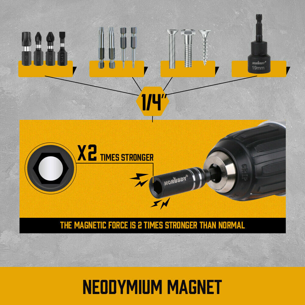 Magnetic Extension Socket Drill Bit Holder | 10-Piece | 1/4" Hex Nut Driver Set