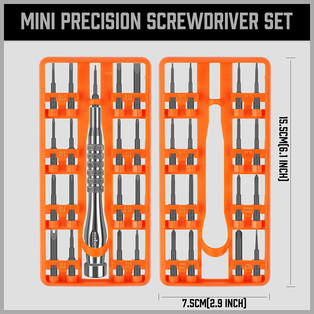 Precision Screwdriver Set | 33-Piece | Bits Phillips Flat Slotted Torx Hex | Electronic Repair Kit