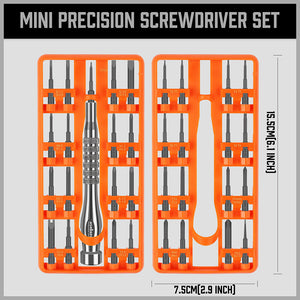 Precision Screwdriver Set | 33-Piece | Bits Phillips Flat Slotted Torx Hex | Electronic Repair Kit