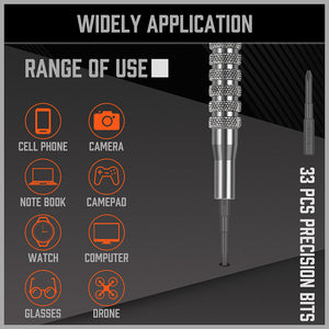 Precision Screwdriver Set | 33-Piece | Bits Phillips Flat Slotted Torx Hex | Electronic Repair Kit
