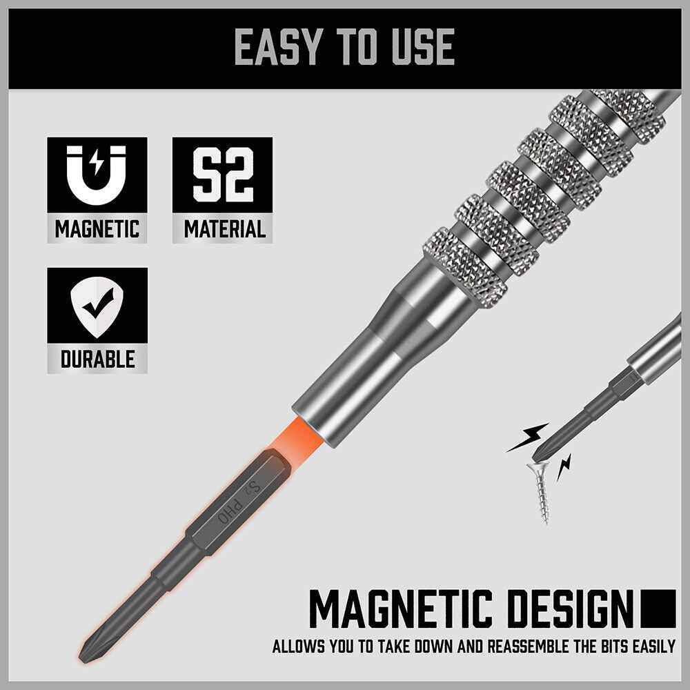 Precision Screwdriver Set | 33-Piece | Bits Phillips Flat Slotted Torx Hex | Electronic Repair Kit
