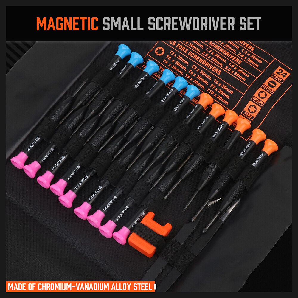 Magnetic Precision Screwdriver Set | 24-Piece | Small Screwdrivers for Eyeglasses, Phones, Electronics Repair
