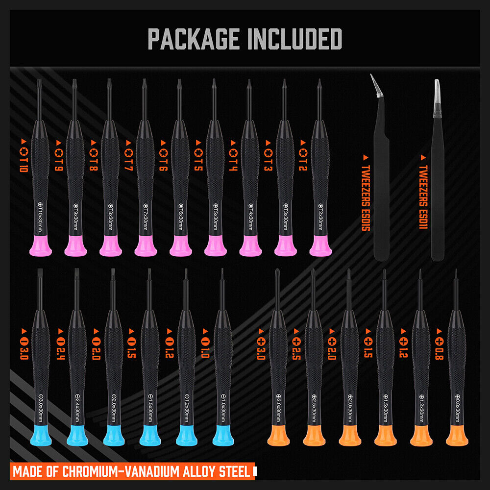 Magnetic Precision Screwdriver Set | 24-Piece | Small Screwdrivers for Eyeglasses, Phones, Electronics Repair