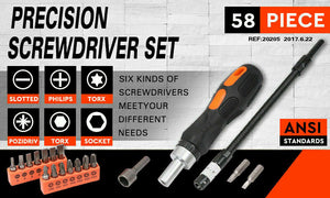 Ratchet Screwdriver Bits Set | 58-Piece | Nut Driver, Hex Torx Phillips Slot Keys