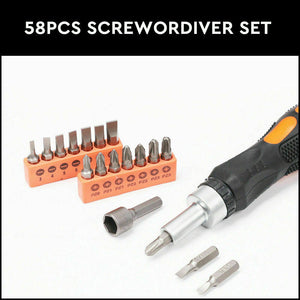 Ratchet Screwdriver Bits Set | 58-Piece | Nut Driver, Hex Torx Phillips Slot Keys